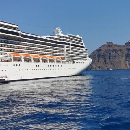 Cruise ship Santorini